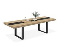 Idmarket Table À Manger Extensible Rectangle Phoenix 10-12 Personnes Bois Et Noir Bande Centrale Noire 200-300 Cm Multicolore