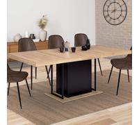 Table À Manger Extensible Rectangle Ugo 6-10 Personnes Bois Façon Hêtre Et Noir 160-200 Cm Noir