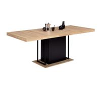 Table à manger extensible rectangle UGO 6-10 personnes bois façon hêtre et noir
