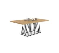 IDMARKET Table à manger extensible rectangle YUNA 6-10 personnes plateau bois et pied filaire en métal noir 160 - 200 cm