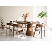 Table à manger extensible rectangulaire arrondie 200 à 300 cm MAZARGUES placage chêne massif marron foncé BOBOCHIC Marron foncé