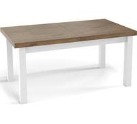 Table à Manger Extensible Rectangulaire Moderne - Gain De Place - Pieds En Bois Blanc - Fabriqué En Ue - 140 X 80 Cm - Chêne Lefkas