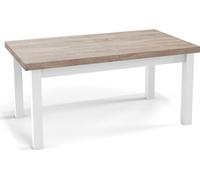 Table à Manger Extensible Rectangulaire Moderne - Gain De Place - Pieds En Bois Blanc - Fabriqué En Ue - 140 X 80 Cm - Chêne Sonoma