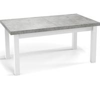 Table à Manger Extensible Rectangulaire Moderne - Gain De Place - Pieds En Bois Blanc - Fabriqué En Ue - 160 X 90 Cm - Béton Gris