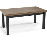 Table à Manger Extensible Rectangulaire Moderne - Gain De Place - Pieds En Bois Noir - Fabriqué En Ue - 120 X 80 Cm - Chêne Lefkas