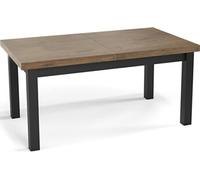 Table à Manger Extensible Rectangulaire Moderne - Gain De Place - Pieds En Bois Noir - Fabriqué En Ue - 200 X 100 Cm - Chêne Lefkas