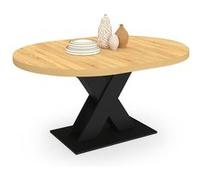 IDMARKET Table à manger extensible ronde ALICIA 4-8 personnes bois et noir 110 - 150 cm
