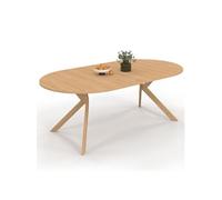 IDMarket Table à manger extensible Alix ronde 4-10 personnes pied araignée effet hêtre 110-200 cm