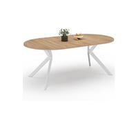 IDMarket - Table à Manger Extensible Ronde Alix 4-10 Personnes Pied araignée Bois et Blanc 110-200 cm