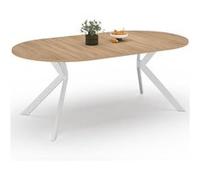 IDMarket Table à manger extensible Alix – ronde 4-10 personnes, pied araignée bois/blanc 110-200 cm