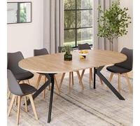 Table À Manger Extensible Ronde Alix 4-10 Personnes Pied Araignée Bois Et Noir 110 - 200 Cm Noir