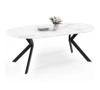 IDMarket - Table à Manger Extensible Ronde Alix 4-10 Personnes Pied araignée Noir Plateau Effet marbre Blanc Alaska 110-200 cm