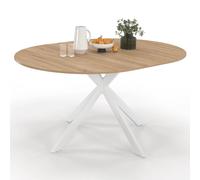 IDMarket - Table à Manger Extensible Ronde Alix 4-8 Personnes Pied araignée Bois et Blanc 110-150 cm