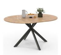 Table à manger extensible ronde ALIX 6-8 personnes pied araignée bois et noir 110-150 cm