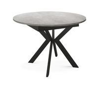 Table à Manger Extensible Ronde Avec Pieds En Métal Noir - Rangement Des Extensions à L'intérieur - Table Ronde Style Industriel Pour Salon Séjour -