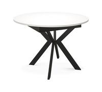 Table à Manger Extensible Ronde Avec Pieds En Métal Noir - Rangement Des Extensions à L'intérieur - Table Ronde Style Industriel Pour Salon Séjour -