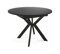 Table à Manger Extensible Ronde Avec Pieds En Métal Noir - Rangement Des Extensions à L'intérieur - Table Ronde Style Industriel Pour Salon Séjour -