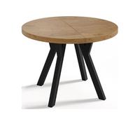 Table à Manger Extensible Ronde Designer - Style Loft, Industriel, Peu Encombrant - Pieds Noirs - 100 à 150 Cm - Pour 5-8 Personnes - Fabriqué En Ue