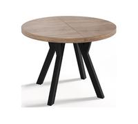 WFL GROUP Table à Manger Extensible Ronde Designer - Style Loft, Industriel, Peu Encombrant - Pieds Noirs - 100 à 150 Cm - pour 5-8 Personnes - Fabriqué en UE - Chêne Sonoma - 150 Cm