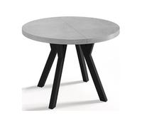 WFL GROUP Table à Manger Extensible Ronde Designer - Style Loft, Industriel, Peu Encombrant - Pieds Noirs - 100 à 150 Cm - pour 5-8 Personnes - Fabriqué en UE - Gris Béton - 150 Cm