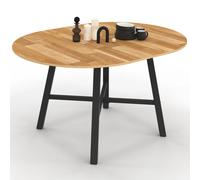 Table à manger extensible ronde MADELEINE 4-6 personnes bois et métal noir 110 -