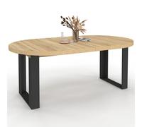 Table à manger extensible ronde PHOENIX 4-10 personnes bois et noir 110-200 cm
