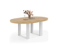 Table à manger ronde extensible - IDMARKET - PHOENIX - Bois et blanc - 4-6 personnes - 110-150 cm
