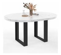 IDMarket - Table à Manger Extensible Ronde Phoenix 4-6 Personnes Plateau Effet marbre Blanc Alaska 110-150 cm