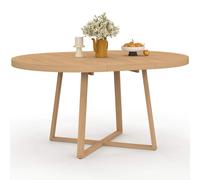 IDMarket - Table à Manger Extensible Ronde Selma 4-8 Personnes Bois Effet hêtre 110-150 cm