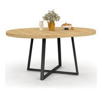 Table à manger extensible ronde SELMA 4-8 personnes bois et noir 110-150 cm