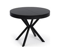 Table à Manger Extensible Ronde - Table Style Loft Avec Pieds En Métal - 120 à 200 Cm - Table Ronde Style Industriel Pour Le Salon - Compacte - Noir