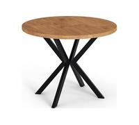 Table à manger extensible - Valeo - Ronde - Style loft - Chêne Lancelot - Pieds noir - Gain de place - 100-180 x 100 x 76 cm