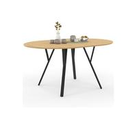 IDMarket - Table à Manger Extensible Ronde YSEULT 110-150 cm Bois et Noir | Au design industriel, capacité 4-8 personnes
