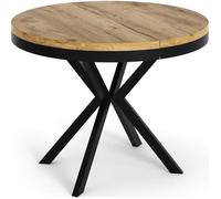 WFL GROUP Table à Manger Extensible Ronde - Table Style Loft avec Pieds en Métal - 100 à 180 Cm - Table Ronde Style Industriel pour Le Salon - Compacte - Chêne Craft - 100 Cm