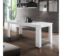 Table à manger Extensible salon cuisine 4-8 personnes Blanc Brillant Jesi Light