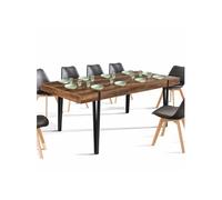 IDMarket – Table à manger extensible Austria 6-10 personnes bois foncé pied épingle noir 160-200 cm