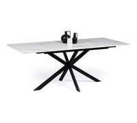 IDMarket Table à manger extensible Alix 6-10 pers Plateau Blanc Alaska Pied araignée noir 160-200 cm