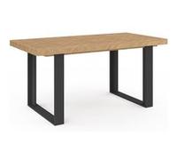 IDMarket Table à manger extensible Cassius rectangle – 4-8 pers Effet chevrons pieds noirs 160-200cm