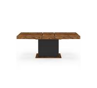 IDMarket - Table à manger extensible rectangulaire EDEN - Bois vieilli/noir - 6-10 pers. - 160-200cm