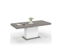 IDMARKET Table à manger extensible rectangulaire EDEN 6-10 personnes béton et blanc 160-200 cm