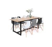 IDMarket Table à manger extensible Detroit rectangle design industriel 6-10 personnes 160-200 cm