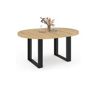 Table à manger ronde extensible bois et noir 6-8 personnes Noir