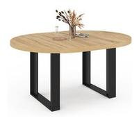 IDMarket - Table à Manger Extensible Ronde Phoenix 4-6 Personnes Bois et Noir 110-150 cm