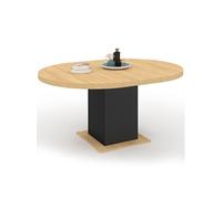 IDMarket Table à manger ronde extensible EDEN Bois/Noir 4–8 personnes 120–160 cm