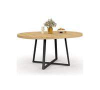 IDMarket Table à manger ronde extensible Selma bois et noir 4-8 personnes 110-150 cm