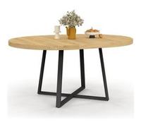 IDMarket Table à manger ronde extensible Selma bois et noir 4-8 personnes 110-150 cm