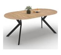 Table À Manger Extensible Ronde Alix 4-10 Personnes Pied Araignée Bois Et Noir 110 - 200 Cm Noir