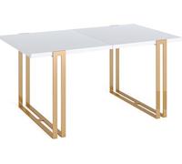Table à Manger Extensible Style Loft - Grande Table Industrielle Avec Pieds Métalliques Dorés, Ajustable De 160 à 260 Cm - Table De Conférence - Gain