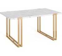 Table à Manger Extensible Style Loft - Grande Table Industrielle Avec Pieds Métalliques Dorés, Ajustable De 120 à 220 Cm - Table De Conférence - Gain