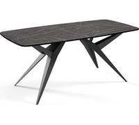 Table à Manger Extensible Style Loft - Table Rectangulaire Avec Pieds En Métal Noir - Design Industriel Avec Coins Arrondis - Table Peu Encombrante Pour 8-12 Personnes - 180 à 260 Cm - Marbre Noir